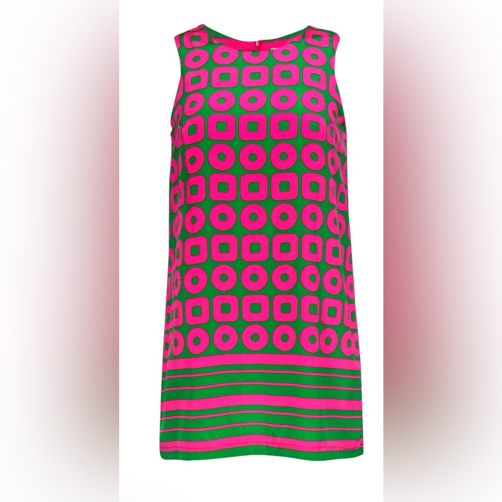 Amanda Uprichard Pink and Green Silk Mini Shift Dress